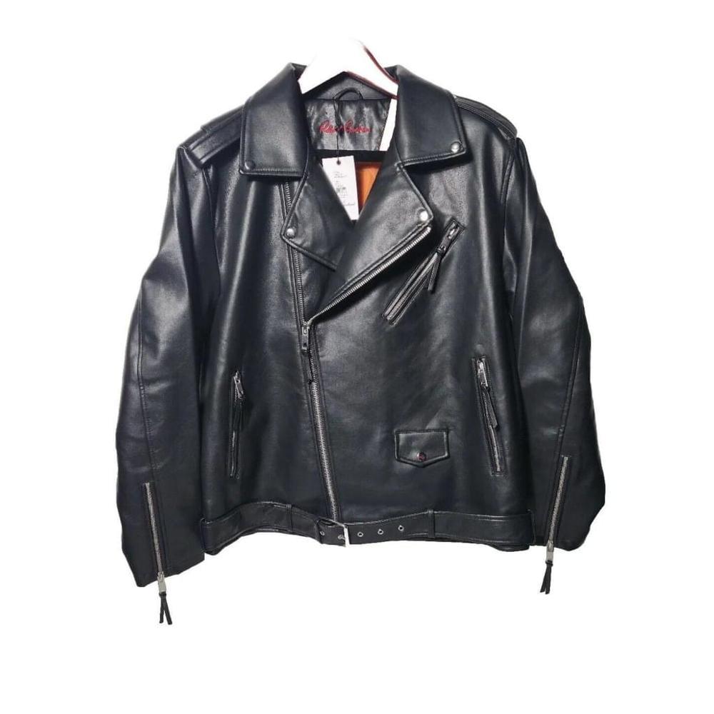 Classic Black Leather Biker Jacket - Men